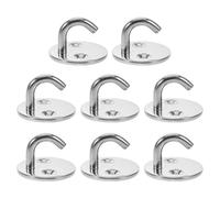 SEWACC 8pcs Marine Ceiling Hanging Hook Stainless Steel Pad Eye Plate Hook round Eye Plate Silver for Boat Yacht Rigging and Ceiling Hanging