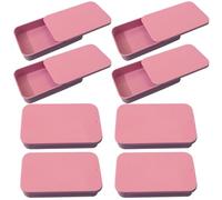 SEWACC 8pcs Pink Iron Storage Boxes with Lids, Small Candy and Pills Container Set for Portable Medicine, Home Sewing Needles, and Snack Organization