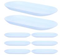 SEWACC 8Pcs Plastic Oval Jewelry Organizer Trays Set, Light Blue Small Vanity Trays for Bathroom, Dresser Perfume and Ring Holder, Decorative Plastic Trinket Storage Plates