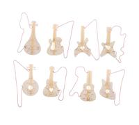 SEWACC 8pcs Unfinished Guitar Woodcraft Cutouts DIY Coloring Ornaments for Educational Musical Instrument Craft Party Decorations Autumn Thanksgiving