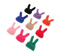 SEWACC 9pcs Mini Knitted Rabbit Ear Doll Hats Wool Beanies for Doll Dress-up DIY Easter Tree Decorations Portable Handmade Craft Supplies