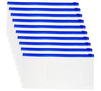 SEWACC A6 Plastic Pen Cases Pencil Pouches with Zipper 10pcs Thickened White Stationery Organizer Bags for School Office and Travel Storage