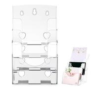 SEWACC Acrylic Brochure Holder, 4 Tier Clear Flyer Holder Clear Brochure Display Stand Acrylic File Holder Magazine Desktop Rack