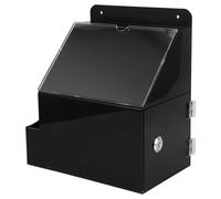 SEWACC Acrylic Suggestion Box with Lock and Slot Small Black Locking Donation and Voting Ballot Box 212x133x237mm and Card Holder for Fundraising and School Use
