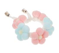 SEWACC Adjustable Lightweight Blue Woolen Yarn Pet Collar for Cats and Dogs, Flower Shape Knitted Decorative Collar, Lovely and Fashionable Accessory for Everyday Wear