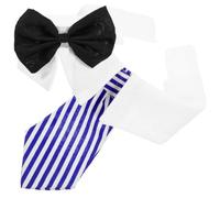 SEWACC Adjustable Pet Bow Tie Collar for Cats and Small Puppies, Breathable Polyester Material, Blue Decorative Necktie for Daily Walking the Dog or Picnic,
