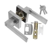SEWACC Aluminum Alloy Door Lock Handle with Key Square Three-Rod Mechanism for Bedroom Bathroom Office Silent Interior Door Knob Lock for Enhanced Privacy and Security
