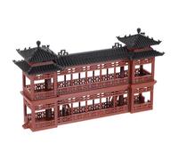 SEWACC Ancient Chinese Corridor Model Micro Landscape Pavilion Miniature Asian Architecture Plastic Garden Statue for Fairy Garden Decor Outdoor Patio