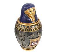SEWACC Ancient Egyptian Canopic Jar Resin Ornament Small Pharaoh Storage Statue Tabletop Craft Home Decoration with Egyptian Theme Elements