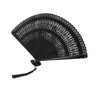 SEWACC Ancient Style Folding Hand Fan Lightweight Bamboo with Hollow Out Design and Dangle Tassel Elegant Chinese Handheld Fan for Hanfu Dance Performances and Photography Props