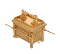 SEWACC Ark of the Covenant Religious Figurine - Gold Tabernacle Model for Faith-Based Home Decor, Israel Ornament Desktop Ark Craft, Judaica Symbolic Statue for Living Room and Party