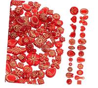 SEWACC Assorted Vintage Transparent Spacer Beads with Red Floral and Golden Plated Bohemia Style for DIY Jewelry Making Bracelet and Earring Crafting Mixed Shapes