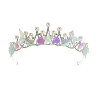 SEWACC Baroque Mermaid Rhinestones Crown with Seashell Metal Tiara, Wedding Mermaid Princess Crown Hair Accessory for Beach Party and Birthday