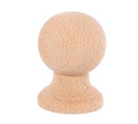 SEWACC Beige Wood Curtain Pole Finials with Handcraft Finish, Round Pillar Shape Decorative Wooden Finial Decors for Decorating Living Rooms and Interior Designs, Resisting Daily Wear