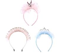SEWACC Birthday Party Hairband with Pink Lace and Glitter Letters, Glittery Lace Headband Accessory, ’s Hair Hoop for Birthday Celebration