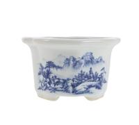 SEWACC Blue and White Ceramic Succulents Planter Pot with Optimal Drainage System, 4.65 Inch Indoor Plant Pot for Cacti and Orchids, Elegant Asian Style Flowerpot Suitable for Living Room