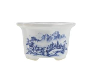 SEWACC Blue and White Ceramic Succulents Planter Pot with Optimal Drainage System, 4.65 Inch Indoor Plant Pot for Cacti and Orchids, Elegant Asian Style Flowerpot Suitable for Living Room