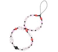 SEWACC Bohemia Style Crystal Beaded Phone Chain Heart Design Wrist Strap for Friends Loved Ones Durable Mobile Phone Decor