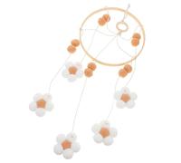 SEWACC Boho Mobile for Crib Felt Flower Pom-Poms, Nursery Decor for and Boys, Light Brown Crib Accessory for Room and Bassinet