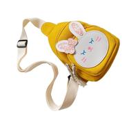 SEWACC Boys and Girls Crossbody Bag with Rabbit Shape for Children, Yellow Polyester Material, Adjustable Strap and Multiple Compartments, Stylish and Cute Purse Belt Bag for Outdoor Use