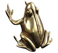 SEWACC Brass Desktop Ornament Tea Pet Frog Figurine Vintage Lovely Design Fine Craftsmanship Light Weight Easy to Carry for Housewarming and Office Interior Decoration