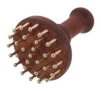 SEWACC Brass Meridian Pressure Massage Brush with Ergonomic Wooden Handle and Broad Teeth for Back and Legs, Quick Heat Transfer Gua Sha Comb for Spa and Home Muscle Tension Relief