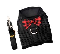 SEWACC Breathable Mesh Pet Harness Vest with Straps Lightweight Pulling Rope for Small Pets Like Rabbits Guinea Pigs Squirrels Black S Chest