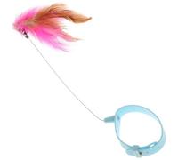 SEWACC Cat Collar Teaser with Bite-resistant Stick for Interactive Play Multi-function Cat Chasing Plaything in Blue to Activate Hunting Instincts and Promote Exercise