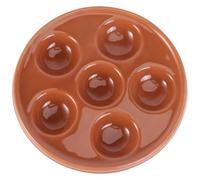 SEWACC Ceramic Escargot Dish with 6 Compartments for Even Cooking | Smooth Surface, Wear Resistant Bottom, Portion Control for Mushrooms and Octopus, Outdoor Bbq Use