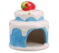 SEWACC Ceramic Hamster Hideout House Cooling Nest Double Layer Cake Style Small Pet Shelter Bed for Hamsters Chinchillas Summer Heat Relief Blue