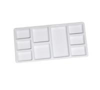 SEWACC Ceramic Paint Pallet Rectangular Pigment Tray Durable White Porcelain Mixing Plate for Oil and Watercolor Painting with Multiple Wells Easy to Clean