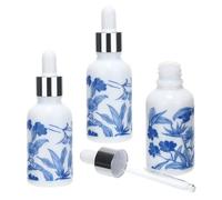 SEWACC Ceramic Whiteware Essential Oil Bottles and Long Serving Life 3pcs with Dropper Featuring Tight Sealing 30ml Blue and White Porcelain Containers and Random Color for Perfume