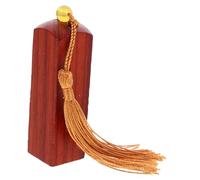 SEWACC Chinese Seal Wood Stamp with Tassel Decorative Blank Surface for Name and Signature Engraving Wooden Craft Art Supply for Calligraphy Beginners and Crafting Enthusiasts