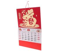 SEWACC Chinese Wall Calendar Red Fu Character Hanging Planner for Year Snake Traditional Lunar Year Decoration with Lucky Fu Symbol for Family and Office Use