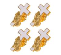 SEWACC Christian Cross with Resisting Fading and Tarnish Features 4pcs Vintage Brooch Pin Alloy Material Elegant Prayer Ornament for Men and Women Suitable for Casual Outfits and Prayer