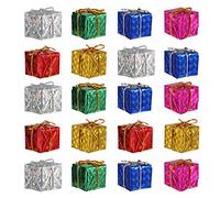 SEWACC Christmas Tree Hanging Balls 24pcs Mini Present Ornament Christmas Tree Small Box Shiny Mini Box Hanging Ornaments for Xmas Decorations Presents (Random Color)
