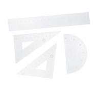 SEWACC Clear Plastic Geometry Ruler Set with Protractor Triangular Scale Drafting Measuring Tools for Students Architects Engineers Blue Kit