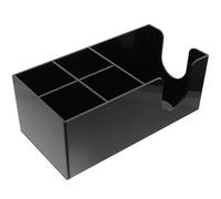 SEWACC Coffee Bar Organizer Storage Box with Compartments for Condiments, Wooden Straw Holder and Tea Bag Container, Black Coffee Station Supplies for Café and Home Use