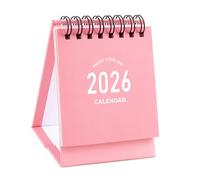 SEWACC Compact Small Standing Desk Calendar Portable Monthly Planner Minimalist Design for Office Study Daily Agenda Habit Tracking with Twin-wire Binding Pink