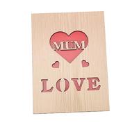 SEWACC Creative Wooden Mother's Day Card for Mom Rustic Wood Material with Delicate Design Unique Handmade Greeting for Mother's Birthday Special Love Message Mum Comfortable Hand Feel