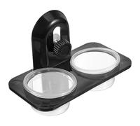 SEWACC Crested Gecko Food Holders and Feeder Ledge for Reptiles, Black Plastic Lizard Tank Accessories with Screw Type Design, Convenient to Feed and Stable to Install on Glass Tanks