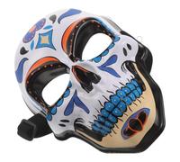 SEWACC Day the Dead Skull Mask for Adults with Elastic Band, Plastic Material, Universal Fit, Fine Handpainted Details, Unique Design for Mexican Party and Themed Parties