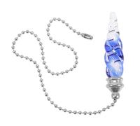 SEWACC Decorative Blue Spiral Cone Glass Ceiling Fan Pull Chain Extender with Diamond Pendant, Fan and Light Pull Chain for Bathroom and Home Use