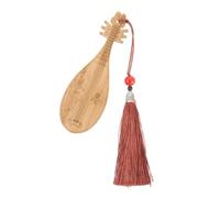 SEWACC Delicate Wooden Pipa Shape Bookmark with Hanging Creative Musical Instrument Page Marker for Reading DIY Students and Book Lovers