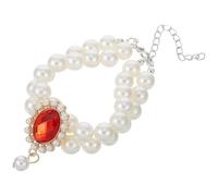 SEWACC Double Layer Adjustable Pearl Necklace Pet Collar with Charms for Small Dogs and Cats, Cute Girl Dog Accessory, Small Pet Pendant Collar for Puppies and Kittens