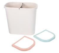 SEWACC Dual Compartment Garbage Bin for Kitchen and Bathroom, Beige Large Open Wet and Dry Trash Can, Plastic Two-Section Waste Basket for Food and Laundry Sorting