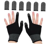 SEWACC Elastic Copper Fiber Finger Sleeves Gaming Gloves for Touchscreen Phones Breathable Fingerless Design with Conductive Tips Secure Fit for Mobile Gamers with Sweaty Hands