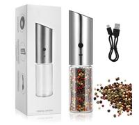 SEWACC Electric Pepper Mill and Salt Grinder USB Rechargeable Stainless Steel Automatic Grinder Adjustable Coarseness for Kitchen Cooking