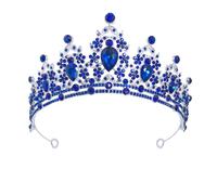 SEWACC Elegant Blue Wedding Alloy Bride Crown Hairband Decorated with Rhinestones, Adds Glamour for Celebrations and Anniversaries, Bridal Accessory Hairband for Girls