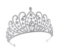 SEWACC Elegant Silver Rhinestone Bridal Tiara Crown Zinc Alloy Material with Glitter Design Not Easy to Fade or Break for Wedding Bride Hair Accessory for Evening Party and Special
